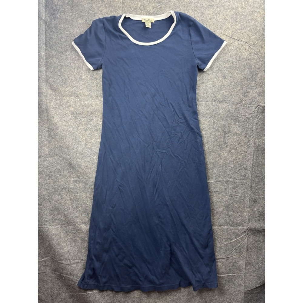 Eddie Bauer 100% Cotton Knit Navy Shirt Maxi Dress Size‎ S Granola Minimalist